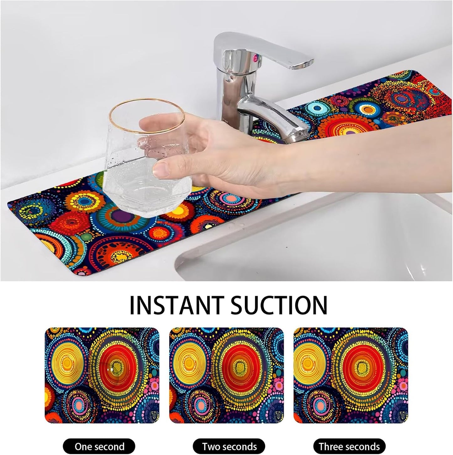 Sinkmat Absorbing Mat. Fast Drying Splash Guard for Kitchen & Bathroom - Non-Slip Water Absorbing Drying Pad Behind Faucet
