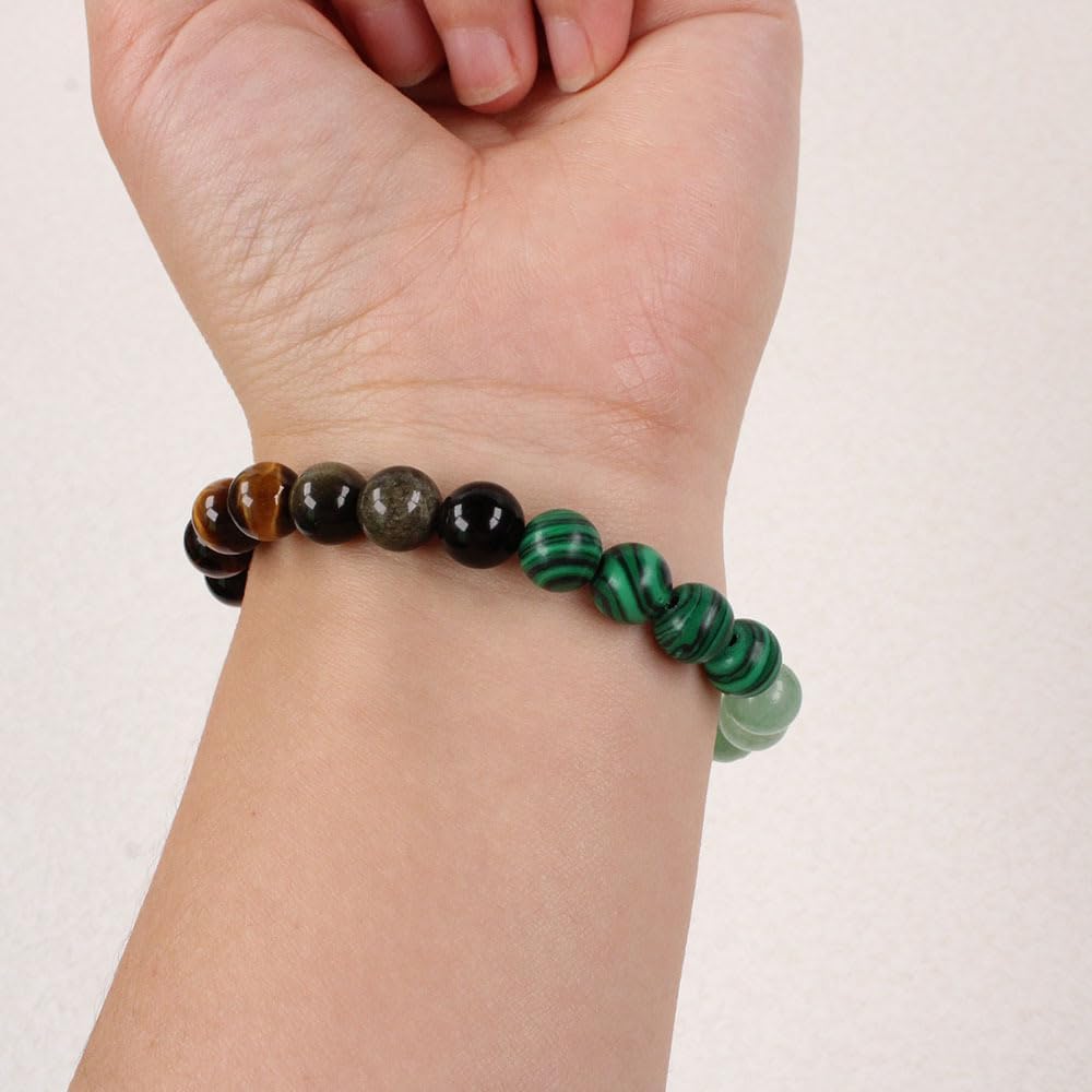 Natural Stone Beaded Bracelets for Women Men - 8MM Semi-Precious Stones Bracelets