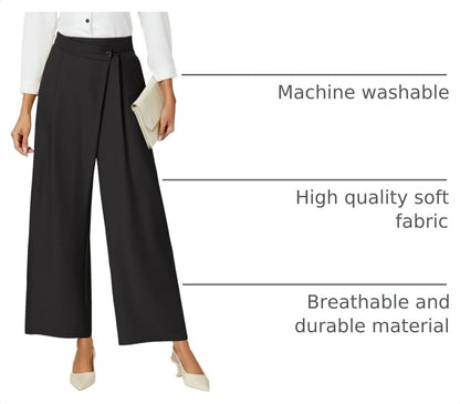 Women Wide Leg Dress Pants High Waisted Work Pant with Pocket Business Casual Outfits