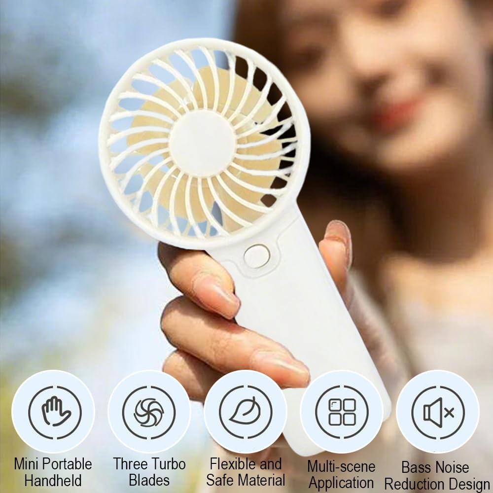 Mini Portable Fan. Personal Desktop Handheld Fan for Outdoor. Travel. Office. Hiking and Camping - (Batteries Not Included)