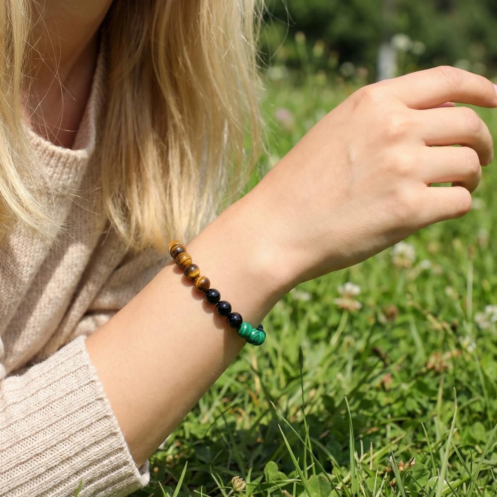 Natural Stone Beaded Bracelets for Women Men - 8MM Semi-Precious Stones Bracelets