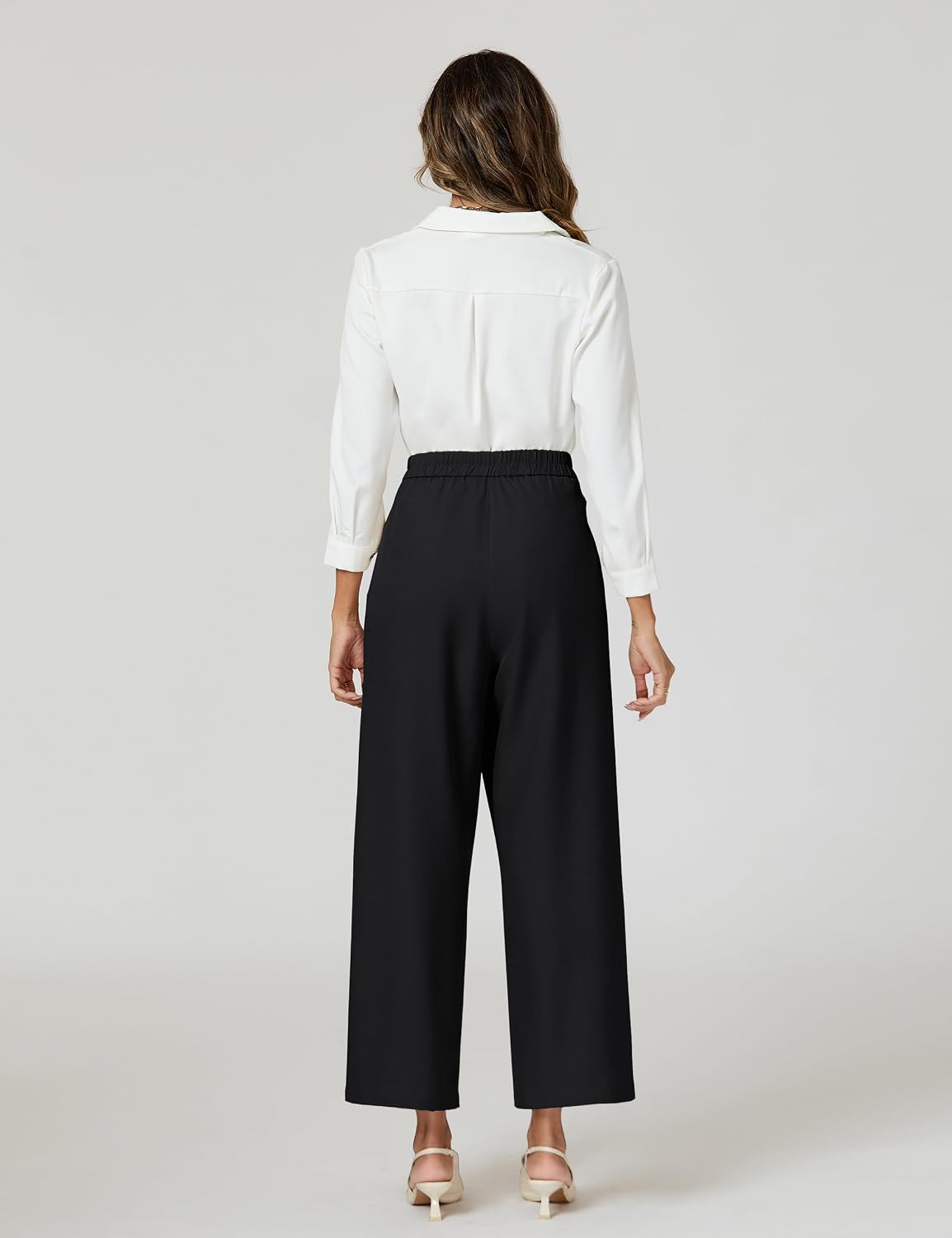 Women Wide Leg Dress Pants High Waisted Work Pant with Pocket Business Casual Outfits