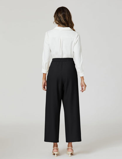 Women Wide Leg Dress Pants High Waisted Work Pant with Pocket Business Casual Outfits