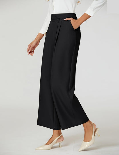 Women Wide Leg Dress Pants High Waisted Work Pant with Pocket Business Casual Outfits
