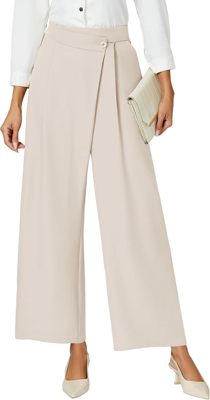 Women Wide Leg Dress Pants High Waisted Work Pant with Pocket Business Casual Outfits