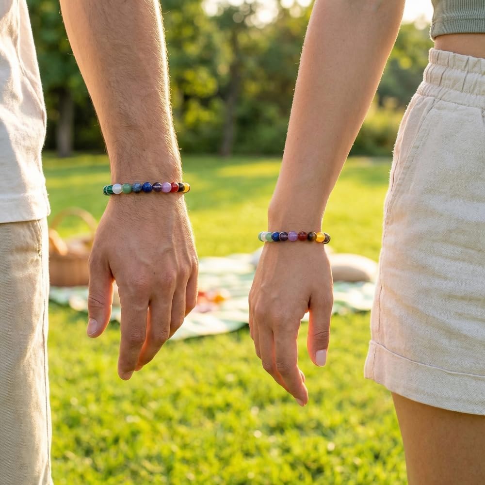 Natural Stone Beaded Bracelets for Women Men - 8MM Semi-Precious Stones Bracelets