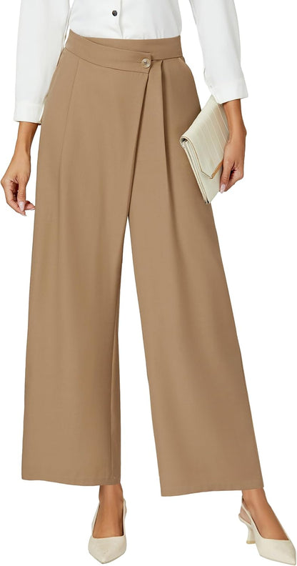 Women Wide Leg Dress Pants High Waisted Work Pant with Pocket Business Casual Outfits