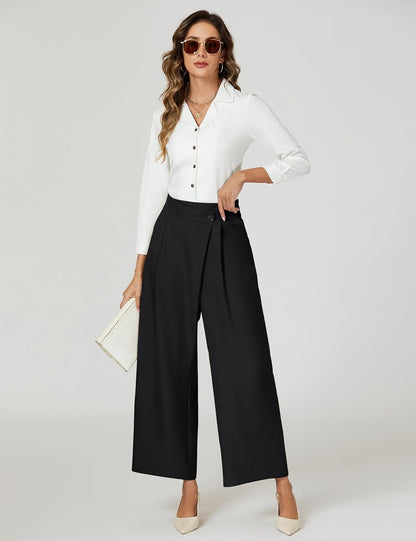 Women Wide Leg Dress Pants High Waisted Work Pant with Pocket Business Casual Outfits