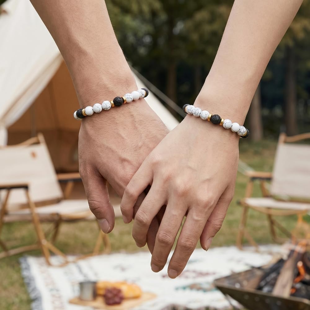 Natural Stone Beaded Bracelets for Women Men - 8MM Semi-Precious Stones Bracelets