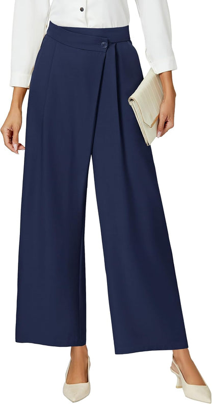 Women Wide Leg Dress Pants High Waisted Work Pant with Pocket Business Casual Outfits