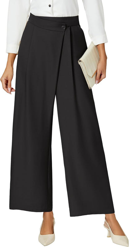 Women Wide Leg Dress Pants High Waisted Work Pant with Pocket Business Casual Outfits