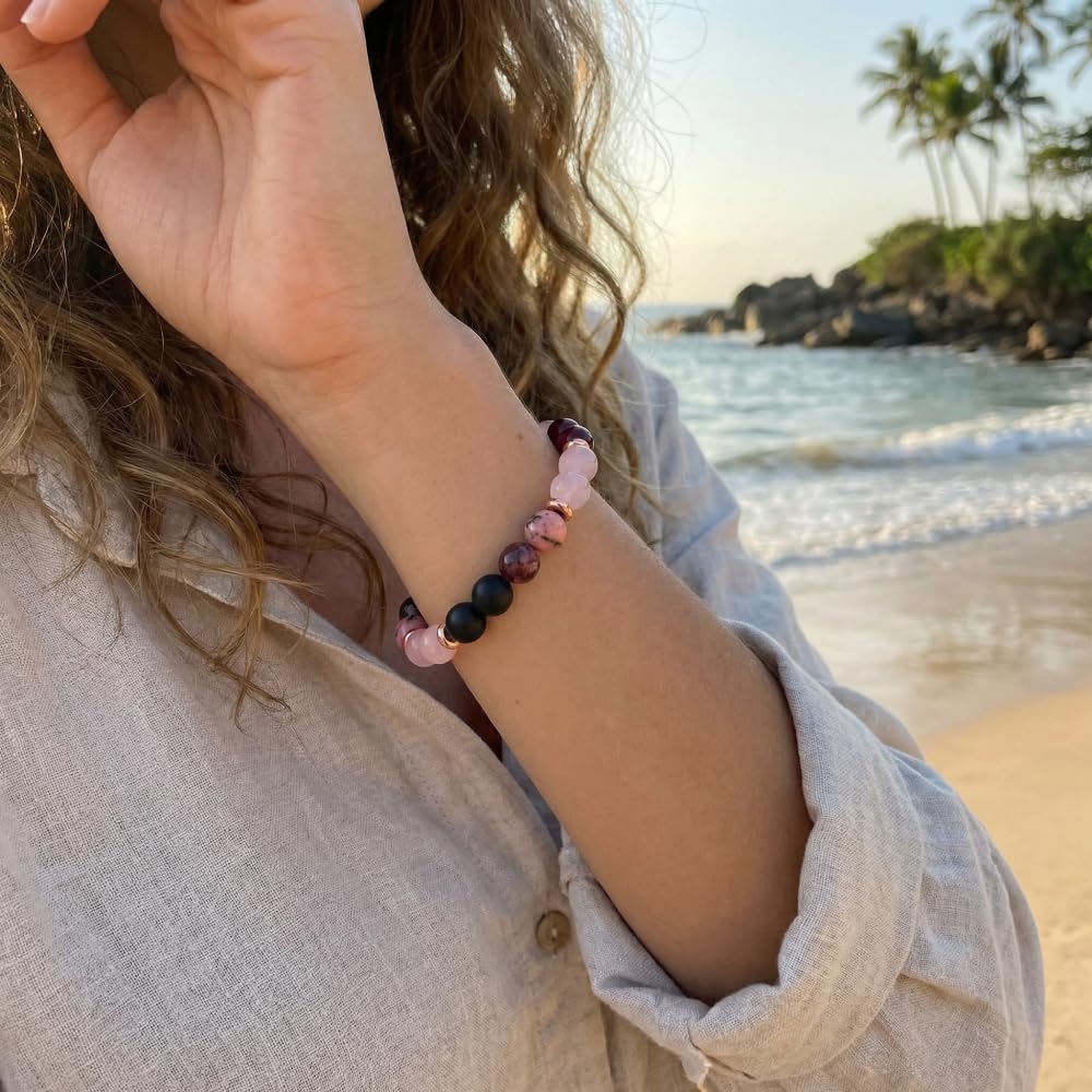 Natural Stone Beaded Bracelets for Women Men - 8MM Semi-Precious Stones Bracelets