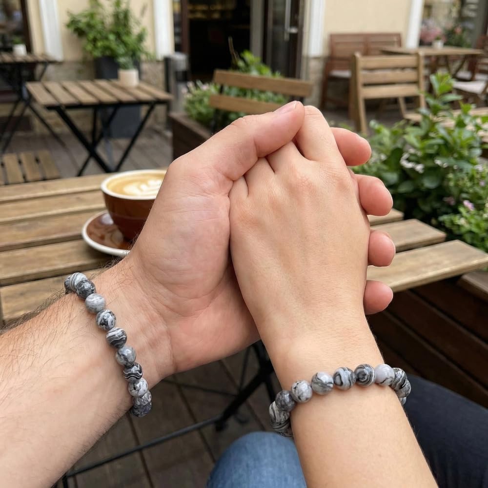 Natural Stone Beaded Bracelets for Women Men - 8MM Semi-Precious Stones Bracelets