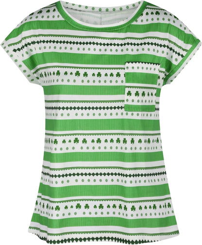 Women's Casual Short Sleeve Shirts Crew Neck Vintage Print Pullover Top Summer Fashion Outfits Clothes