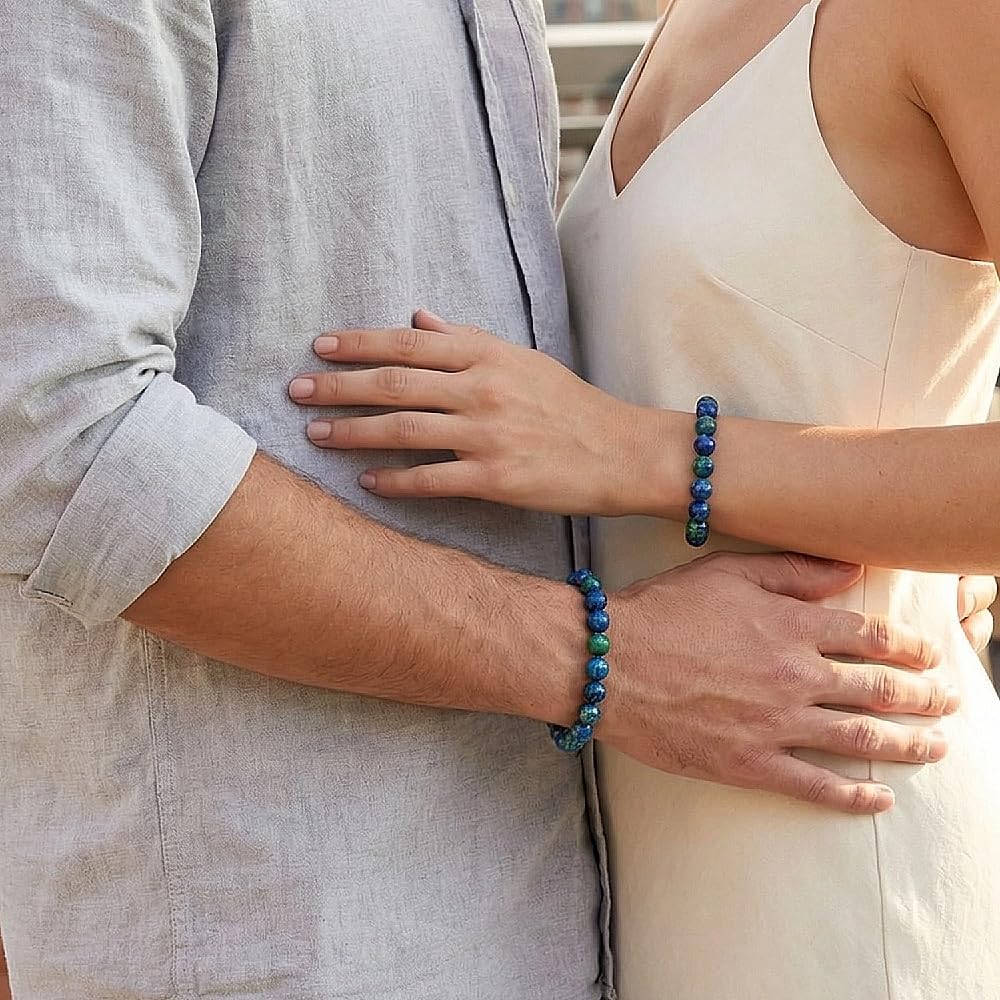 Natural Stone Beaded Bracelets for Women Men - 8MM Semi-Precious Stones Bracelets