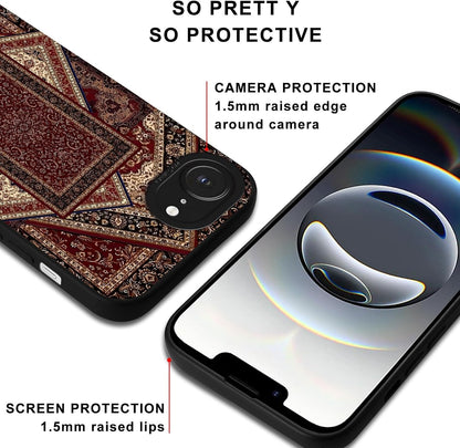 iPhone 16e/iPhone 17e 6.1 Phone Case. Retro Persian Carpet Oriental Rug Aesthetics Print TPU Shockproof Full-Body Protective Case Cover Funda