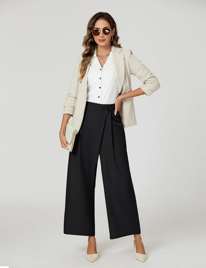 Women Wide Leg Dress Pants High Waisted Work Pant with Pocket Business Casual Outfits