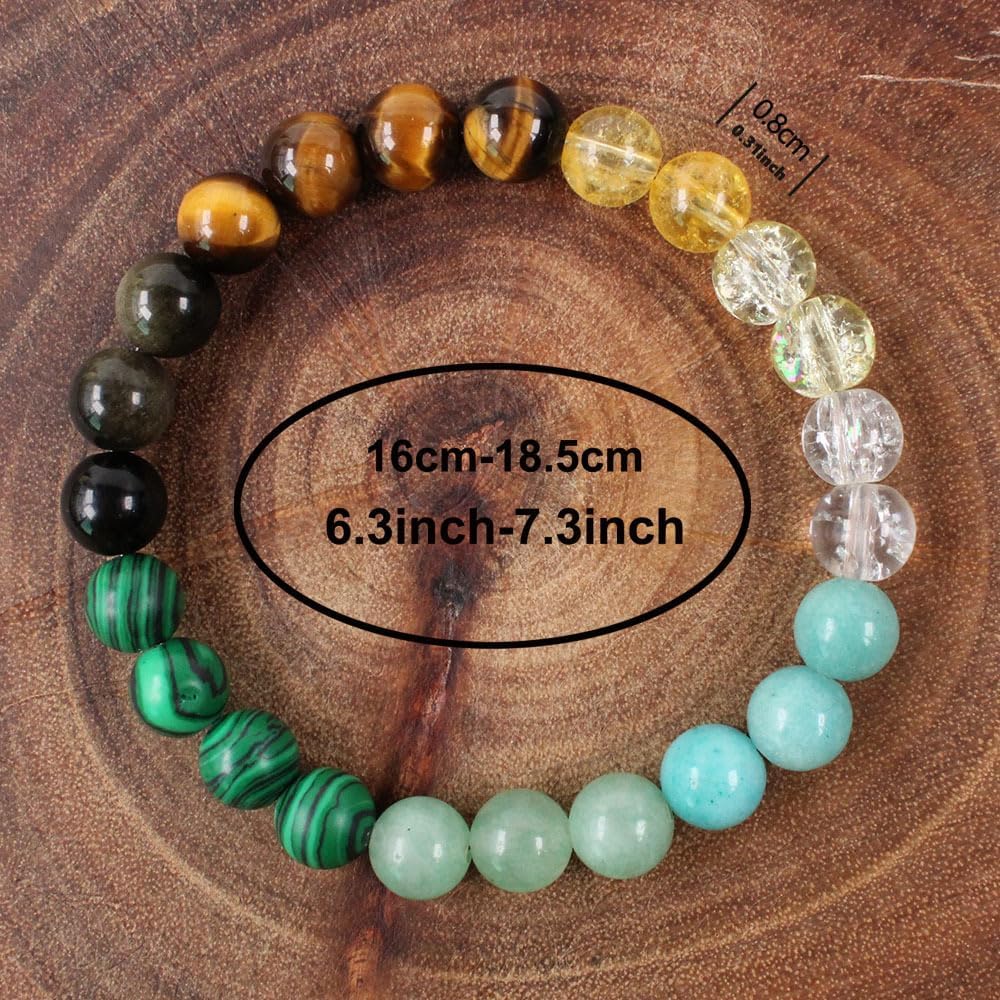 Natural Stone Beaded Bracelets for Women Men - 8MM Semi-Precious Stones Bracelets