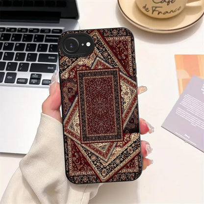 iPhone 16e/iPhone 17e 6.1 Phone Case. Retro Persian Carpet Oriental Rug Aesthetics Print TPU Shockproof Full-Body Protective Case Cover Funda