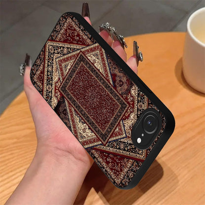 iPhone 16e/iPhone 17e 6.1 Phone Case. Retro Persian Carpet Oriental Rug Aesthetics Print TPU Shockproof Full-Body Protective Case Cover Funda