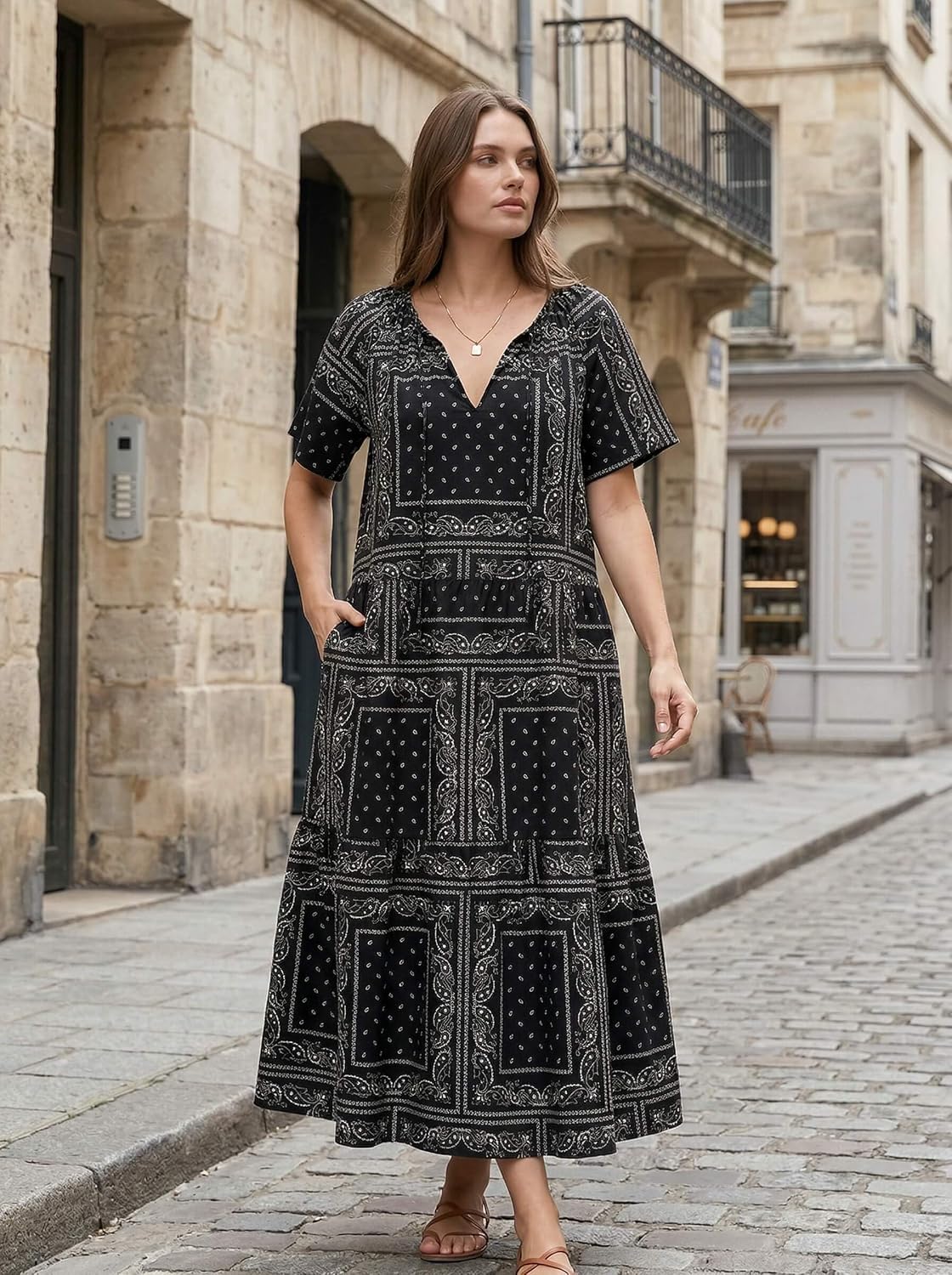 Womens 2026 Summer Maxi Dresses Short Sleeve Boho Beach Shirt Dresses Loose Vacation Outfits Sundresses