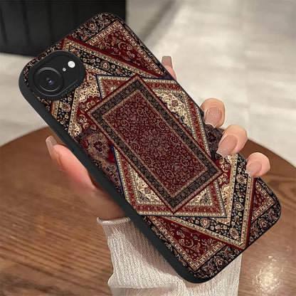 iPhone 16e/iPhone 17e 6.1 Phone Case. Retro Persian Carpet Oriental Rug Aesthetics Print TPU Shockproof Full-Body Protective Case Cover Funda