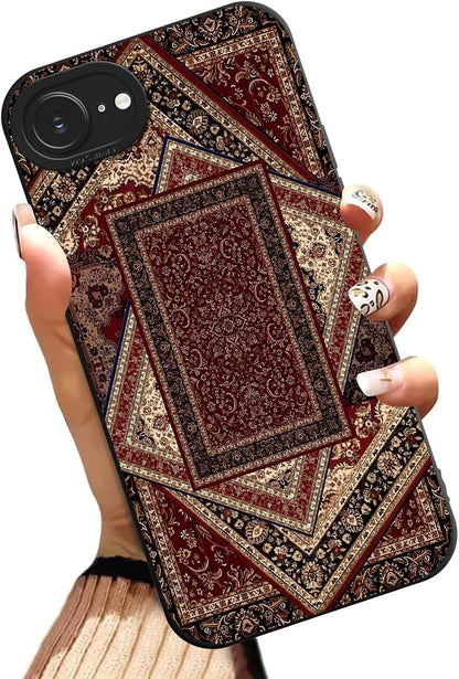 iPhone 16e/iPhone 17e 6.1 Phone Case. Retro Persian Carpet Oriental Rug Aesthetics Print TPU Shockproof Full-Body Protective Case Cover Funda