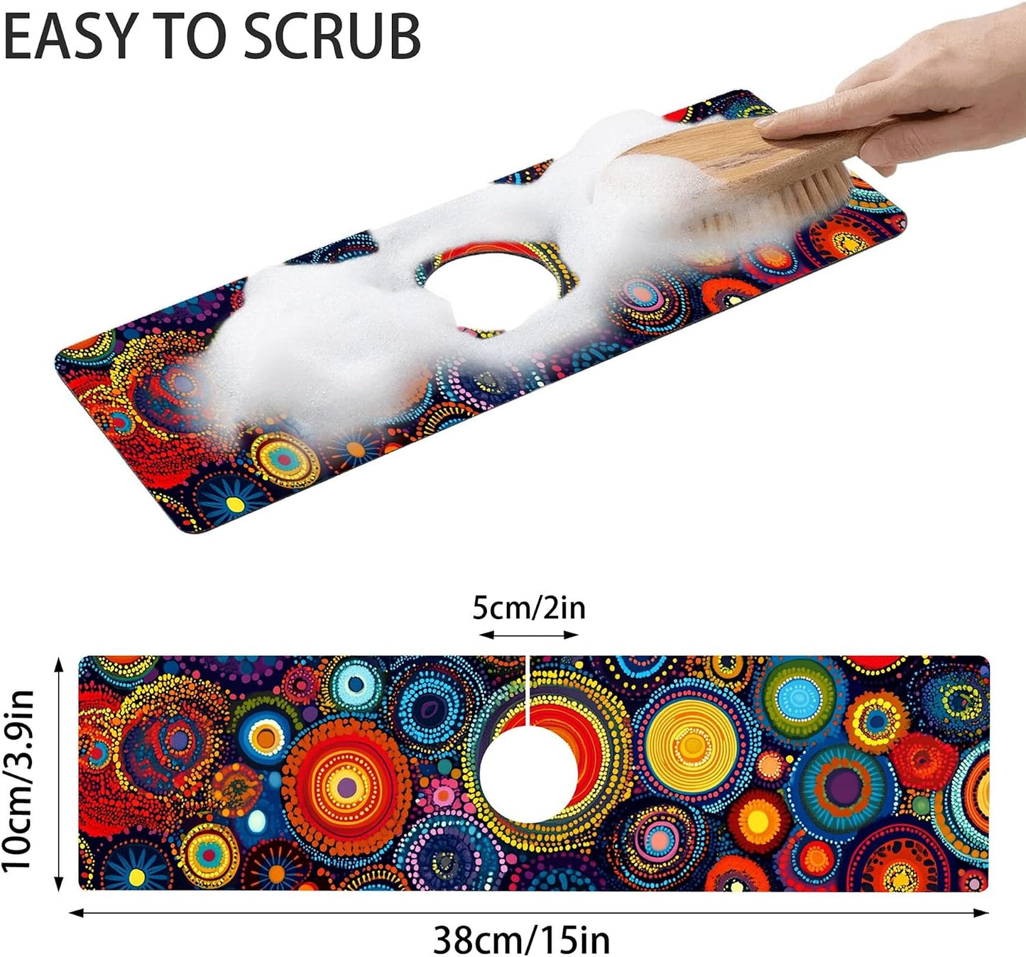 Sinkmat Absorbing Mat. Fast Drying Splash Guard for Kitchen & Bathroom - Non-Slip Water Absorbing Drying Pad Behind Faucet
