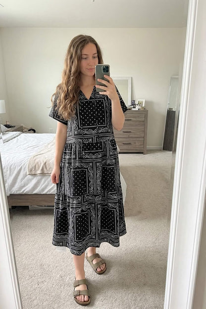 Womens 2026 Summer Maxi Dresses Short Sleeve Boho Beach Shirt Dresses Loose Vacation Outfits Sundresses